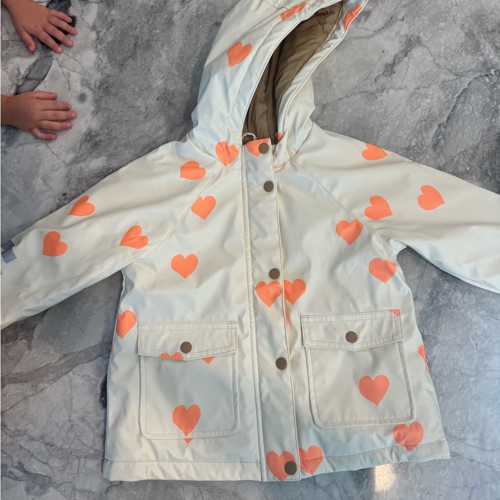 Zara Kids Cream and Orange Heart Raincoat